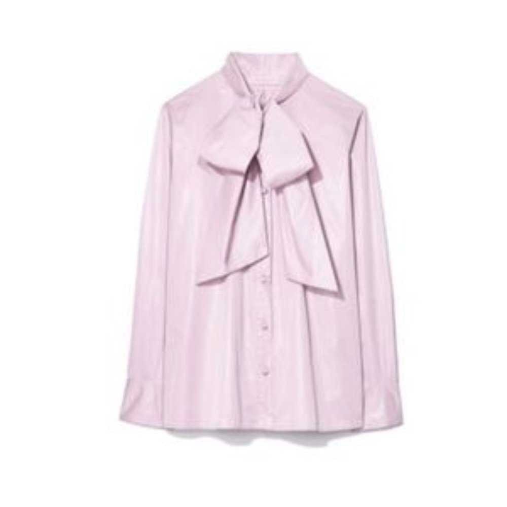 NTW Tory Burch Daphne Bow Blouse in Sheer Lavender Size 14